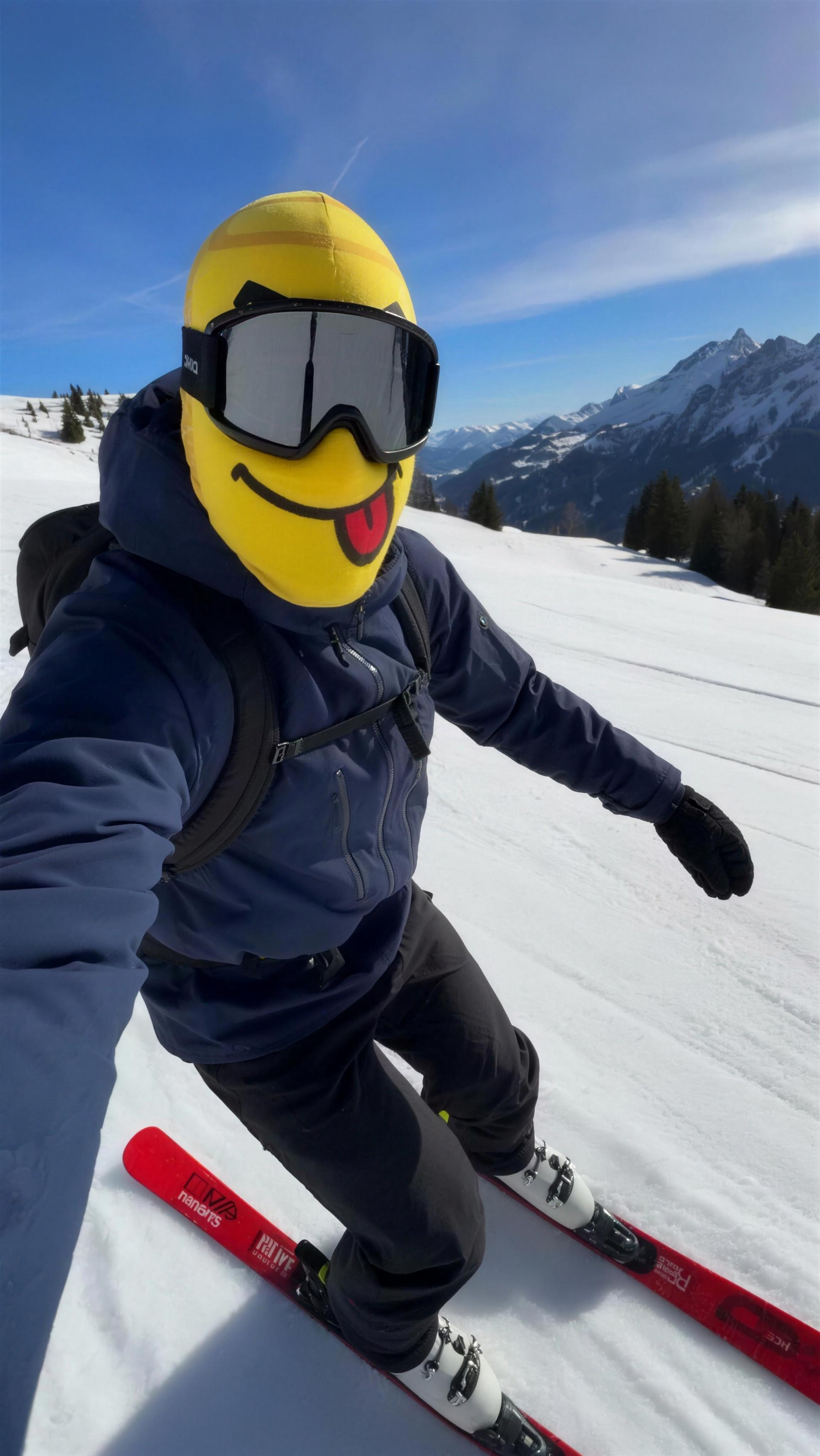 Yellow ski mask styled for a day on the mountain